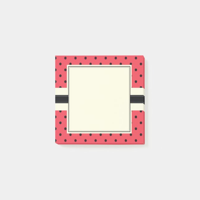 Watermelon polka dots pink and black fruit modern post-it notes (Front)