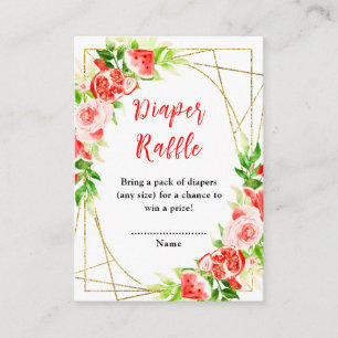 Watermelon Pomegranate Baby Shower Diaper Raffle Enclosure Card