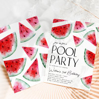 Watermelon Pool Party Birthday Invitation