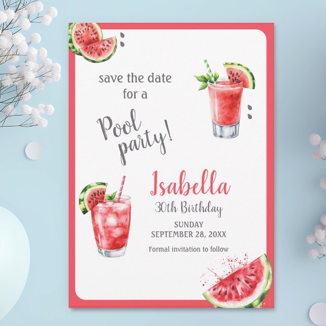 Watermelon Pool Party Drinks Save The Date (Creator Uploaded)