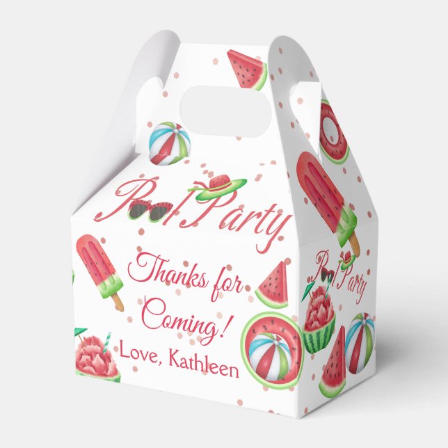 Watermelon Pool Party Thank You Favor Box (Front Side)