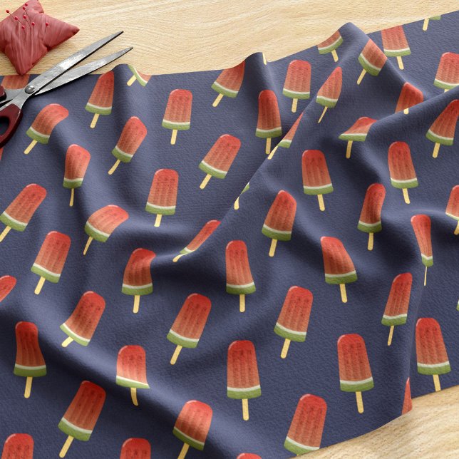 Watermelon Popsicle Pattern Navy Blue Fabric (A fun watermelon Popsicle pattern fabric just for you)