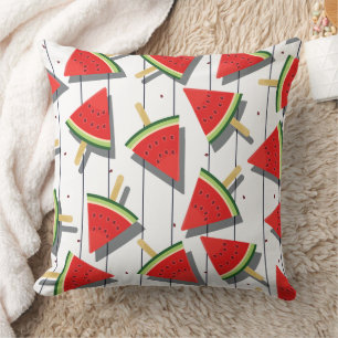 Watermelon Popsicles & Stripes Pattern Throw Pillow