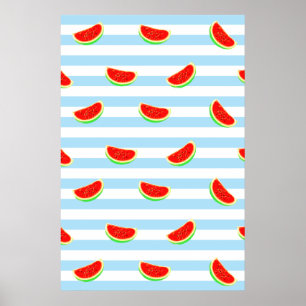 Watermelon, poster, summer poster, blue pattern, poster