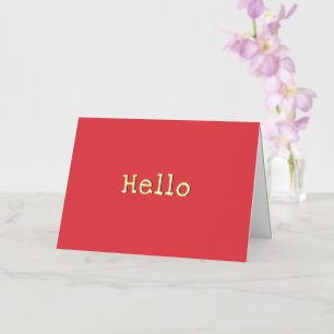 Watermelon Red Chic Modern Simple Hello Custom Foil Greeting Card
