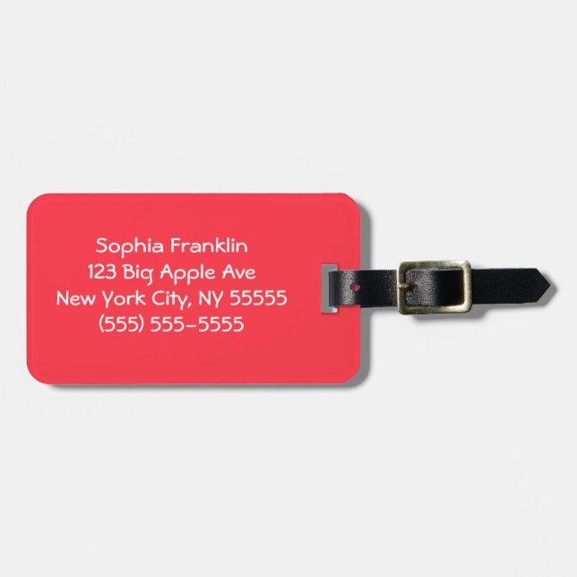 Watermelon Red Solid Car Luggage Tag (Front Horizontal)