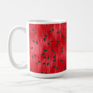 WATERMELON RED WITH BLACK SEEDS COFFEE MUG