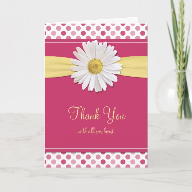 Watermelon rose Polka Mariage Carte de remerciemen (Devant)