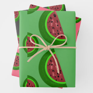 Watermelon Rose, vert, graine noir Papier à envelo