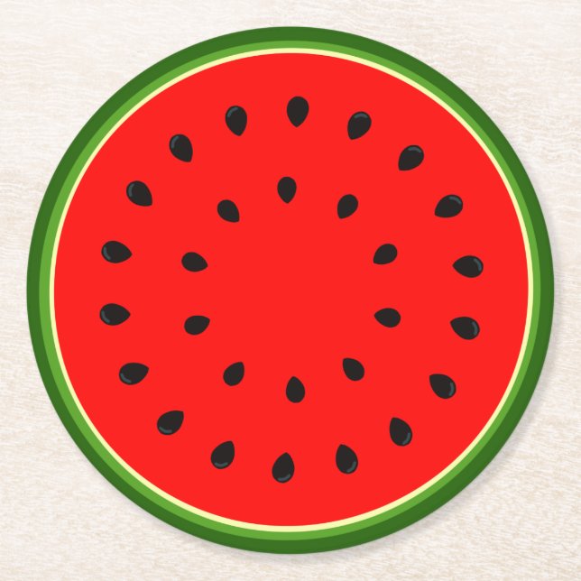 Watermelon Round Paper Coaster (Front)