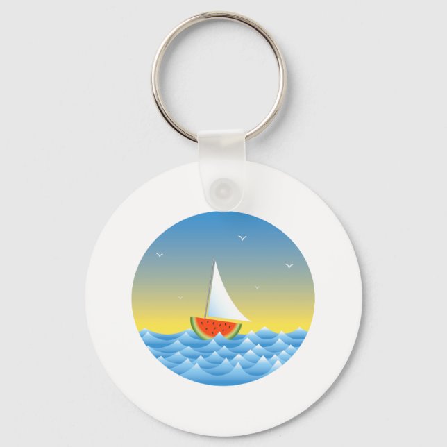 Watermelon Sailboat Keychain (Front)