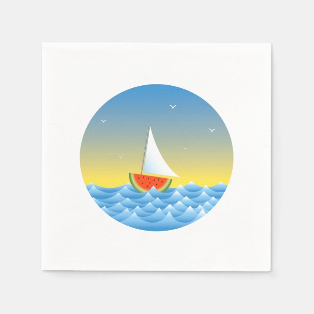 Watermelon Sailboat Napkin (Front)