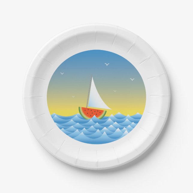 Watermelon Sailboat Paper Plate (Front)