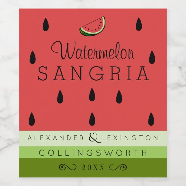 Watermelon Sangria Wine Label (Single Label)