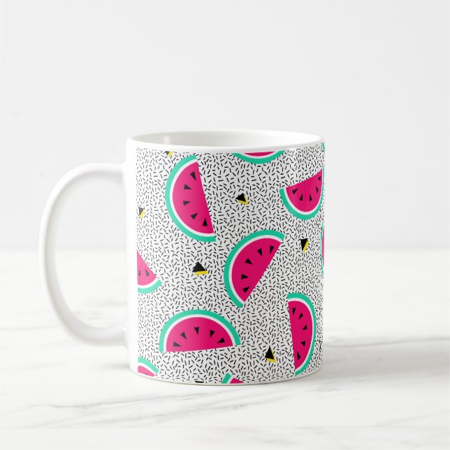 Watermelon seamless pattern. Geometric retro style Coffee Mug (Left)