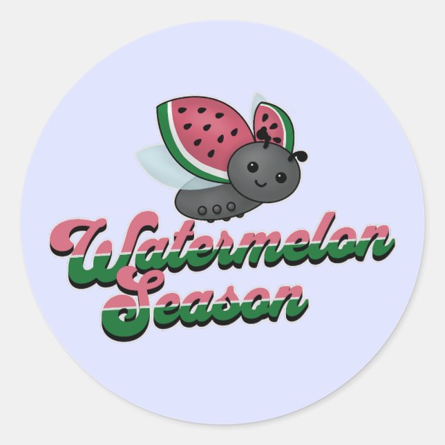 Watermelon Season Ladybug Classic Round Sticker (Front)