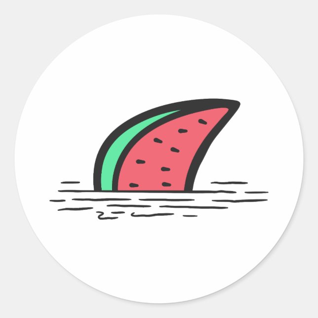 Watermelon shark classic round sticker (Front)