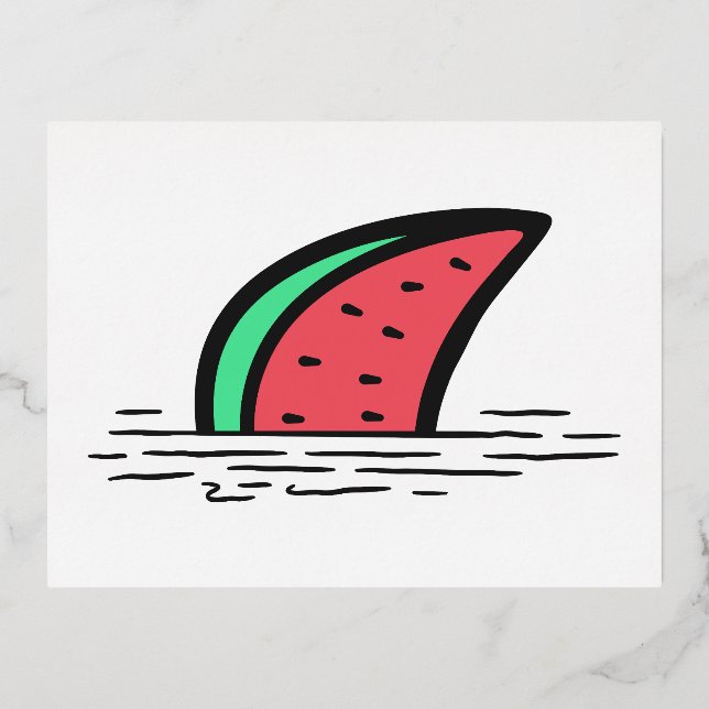 Watermelon shark foil holiday postcard (Front)