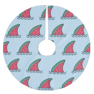 Watermelon shark: wave pattern design. brushed polyester tree skirt