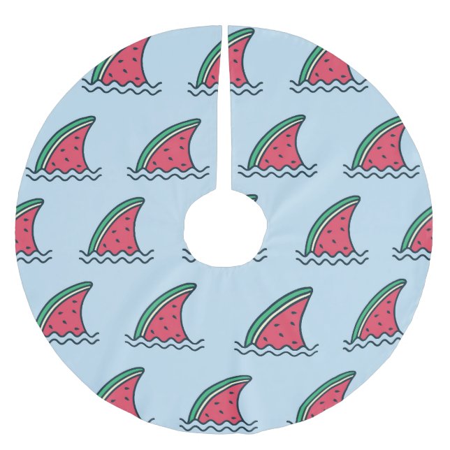 Watermelon shark: wave pattern design. brushed polyester tree skirt (Front)