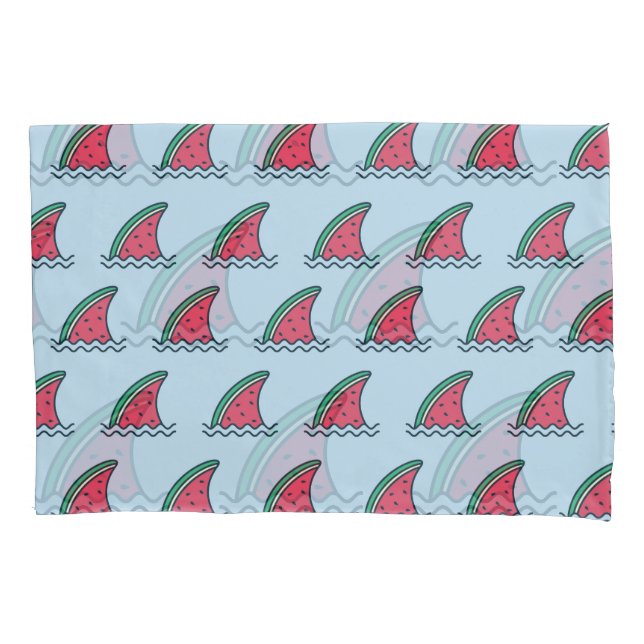 Watermelon shark: wave pattern design. pillowcase (Front)