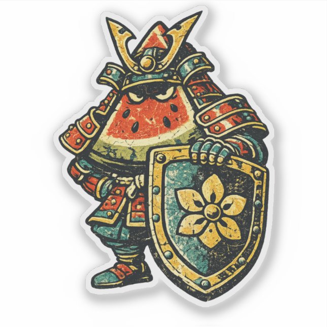 Watermelon Shogun — Funny Fruit Samurai Vintage  (Front)