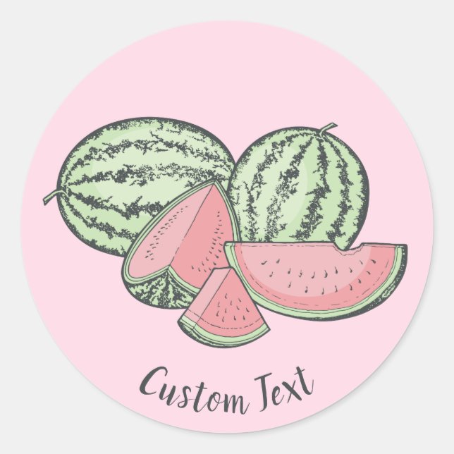 Watermelon Sketches Classic Round Sticker (Front)