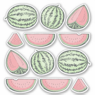 Watermelon Sketches Icons Sticker Set