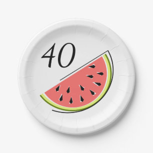 Watermelon slice 40 Age paper plates