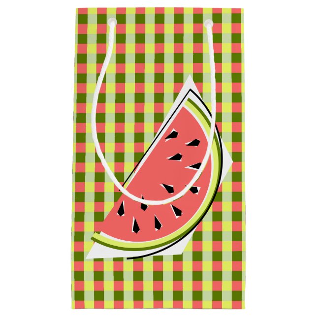 Watermelon Slice Check Small Gift Bag (Front)