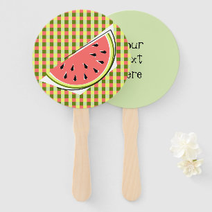 Watermelon Slice Check Text Hand Fan