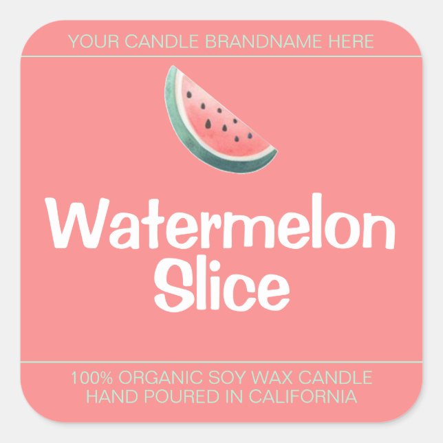 Watermelon Slice Cute Symbol Soy Candles Labels  (Front)