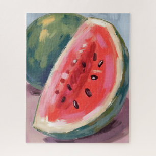 Watermelon Slice Fruit Watercolor Painting Jigsaw Puzzle