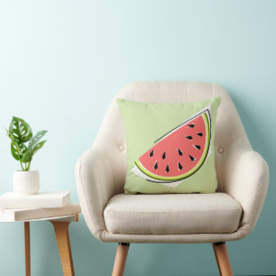 Watermelon Slice green checked back square Throw Pillow
