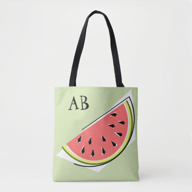 Watermelon Slice Green monogram  tote bag (Front)