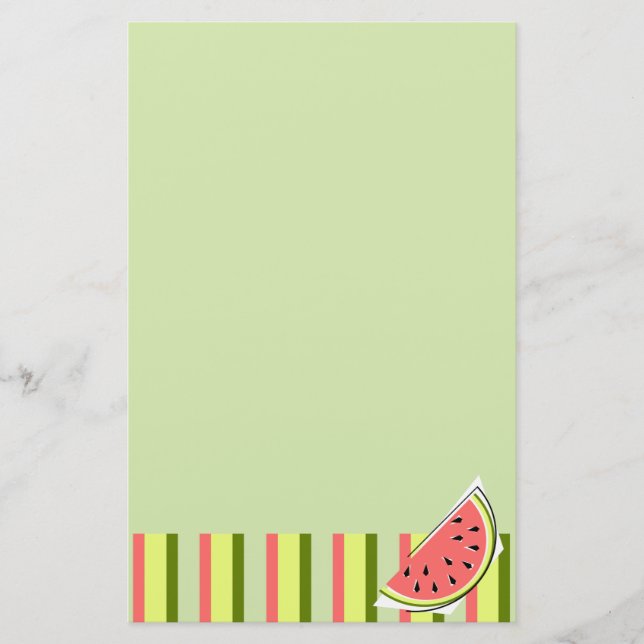 Watermelon Slice Green Stripe Classic stationery (Front)