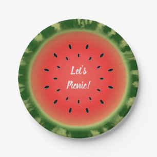 Watermelon Slice Let's Picnic Paper Plate