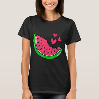 Watermelon Slice Melon Hearts Lovers Eating Fruit  T-Shirt