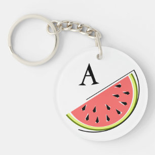 Watermelon Slice Monogram Text double-sided Keychain