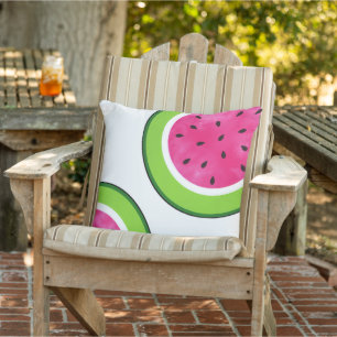 Watermelon Slice Pattern Square Outdoor Pillow