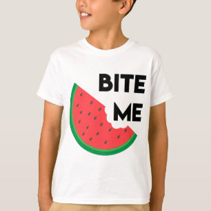 Watermelon Slice Sarcastic Fruit Pun Bite Me T-Shirt