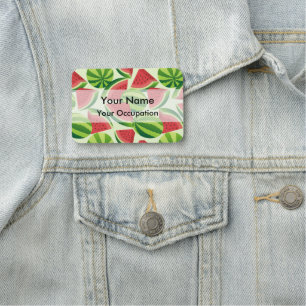 Watermelon Slice Seamless Background Name Tag