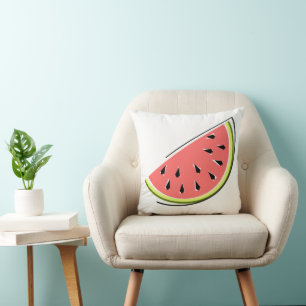 Watermelon Slice square yellow green back Throw Pillow
