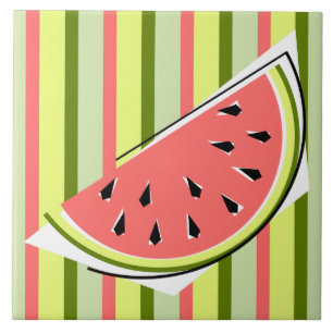 Watermelon Slice Stripe Classic Tile