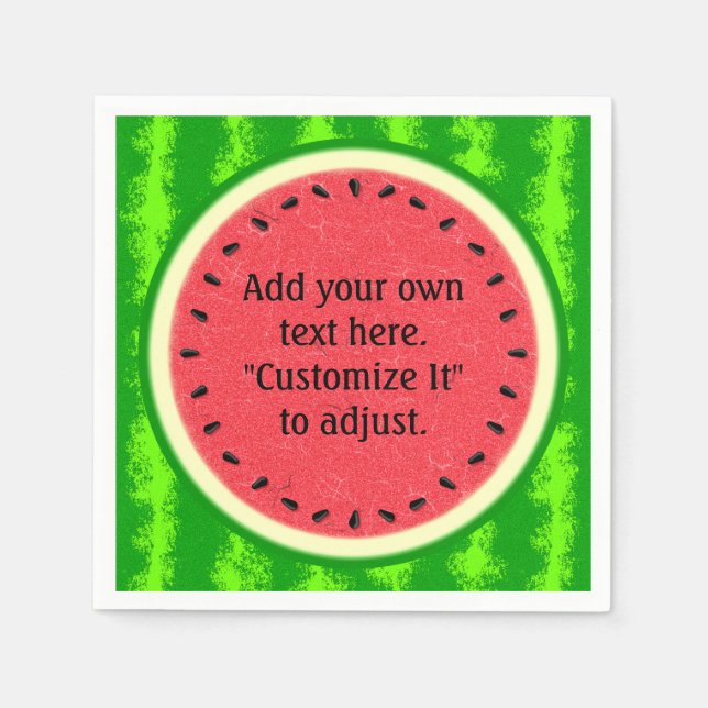 Watermelon Slice Summer Fruit Personalized Napkin (Front)