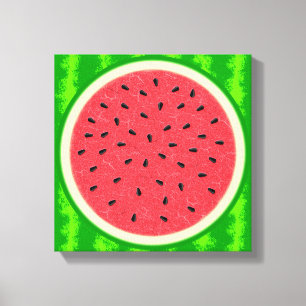 Watermelon Slice Summer Fruit with Rind Canvas Print
