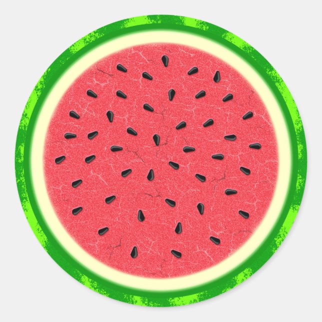 Watermelon Slice Summer Fruit with Rind Classic Round Sticker (Front)