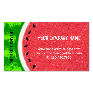 Watermelon Slice Summer Fruit with Rind Magnetic Business Card