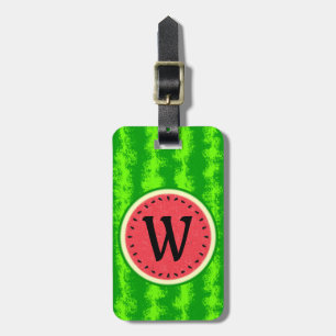 Watermelon Slice Summer Fruit with Rind Monogram Luggage Tag