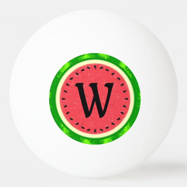Watermelon Slice Summer Fruit with Rind Monogram Ping Pong Ball (Front)